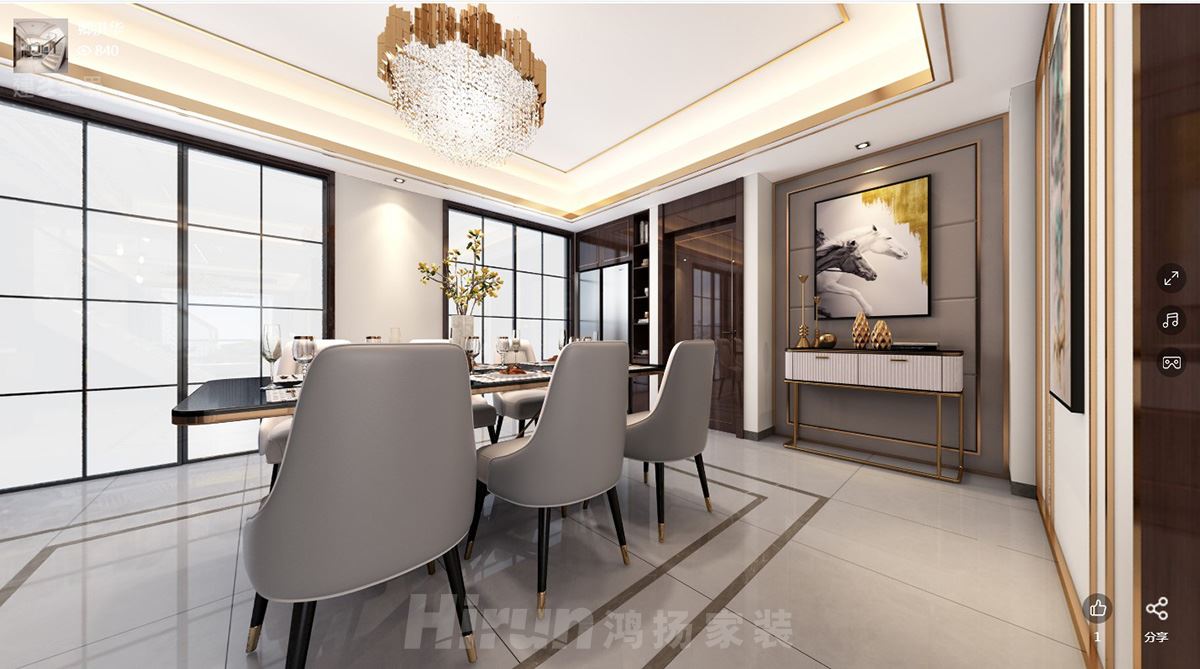 潤(rùn)和山水郡180㎡新裝飾主義Loft 裝修案例效果圖-RH004