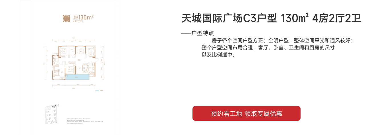 天城國(guó)際廣場(chǎng)（天城商業(yè)廣場(chǎng)）C3戶(hù)型 130㎡