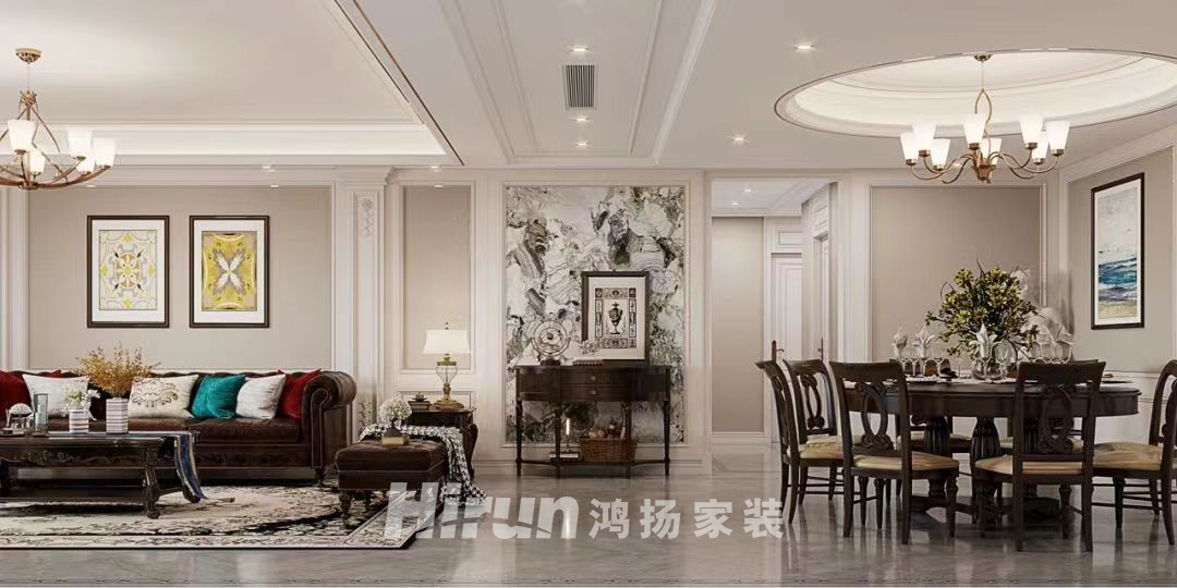 梅溪湖壹號180㎡歐美香頌四居室 裝修案例實(shí)景圖-1