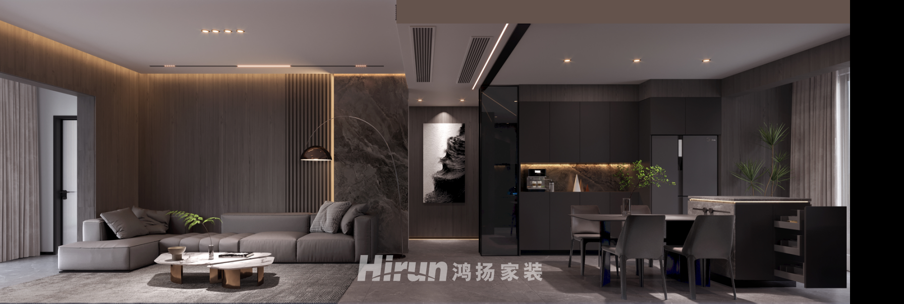 長房寧城府150㎡雅致現(xiàn)代四居室 裝修案例效果圖-3