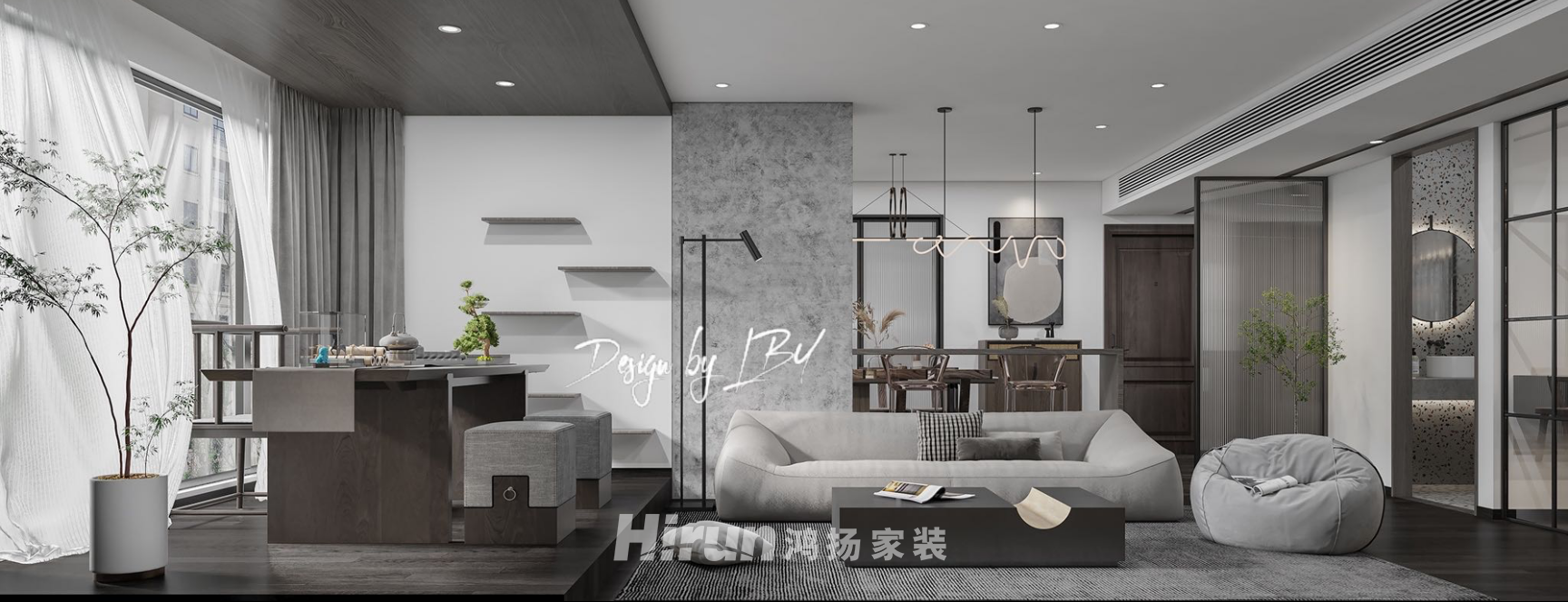 保利中航城150㎡雅致現(xiàn)代四居室 裝修案例效果圖-1