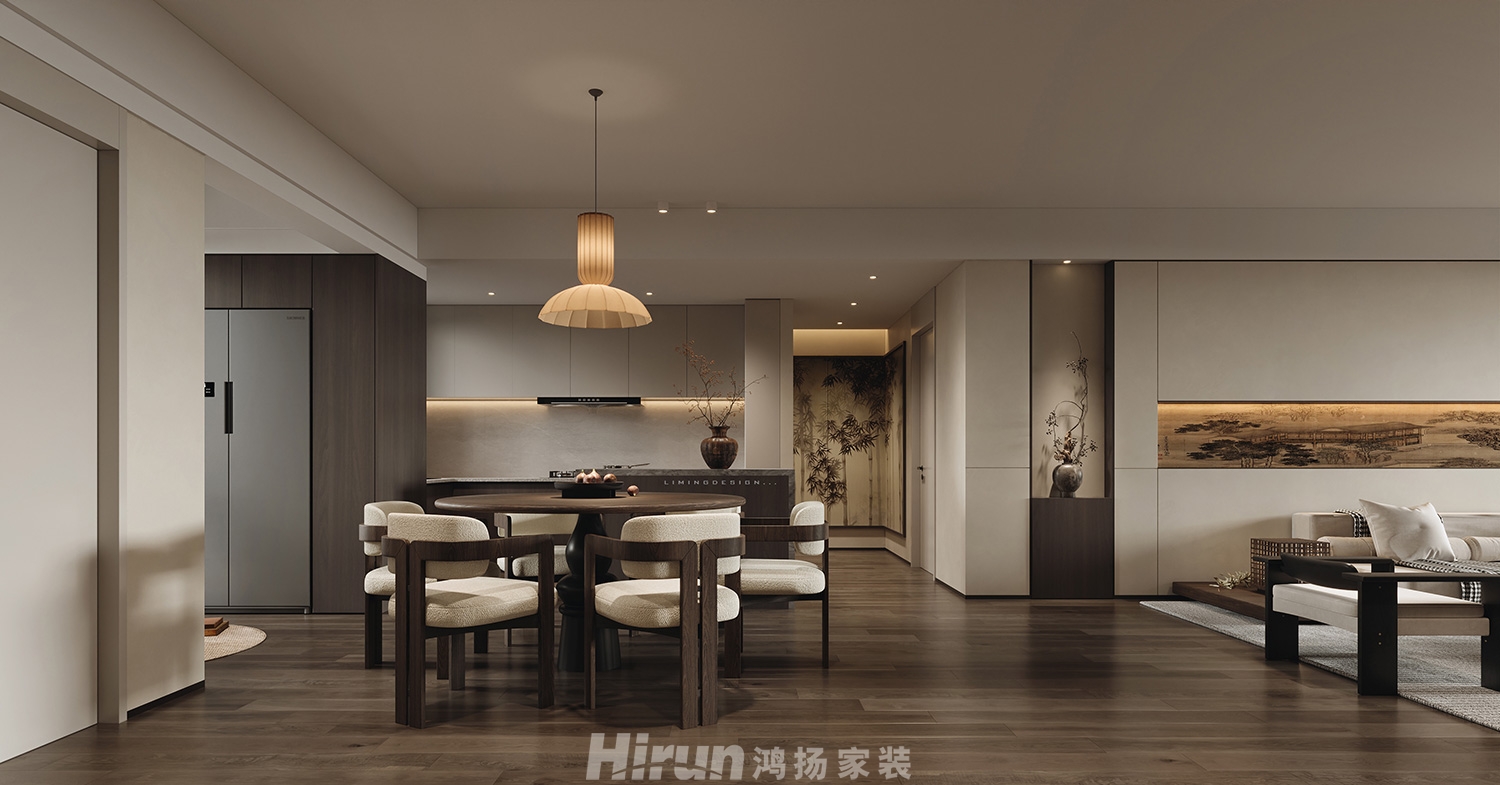 建發(fā)玖洲和璽148㎡復(fù)合寫意四居室 裝修案例效果圖-2