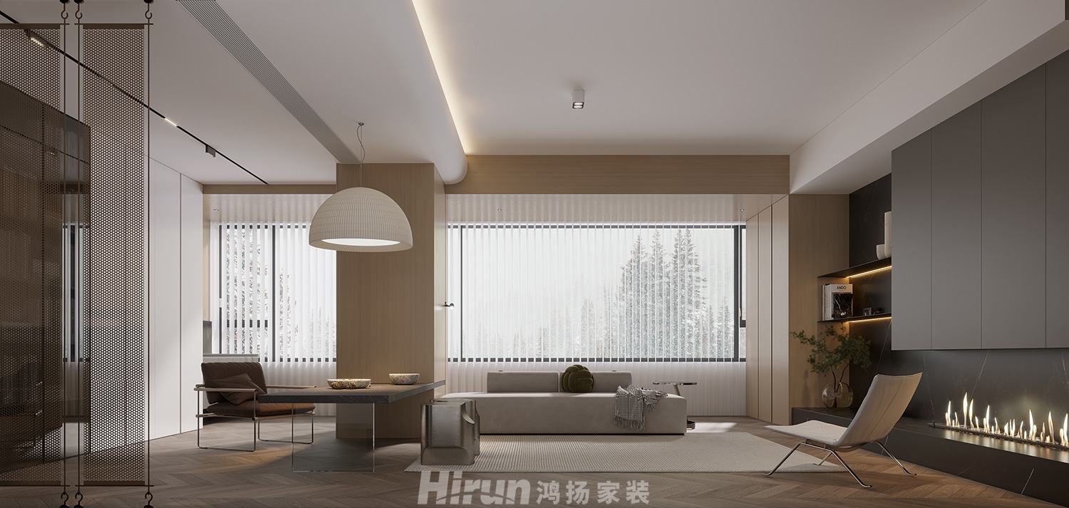 長房領秀時代130㎡雅致現(xiàn)代四居室 裝修案例效果圖-2