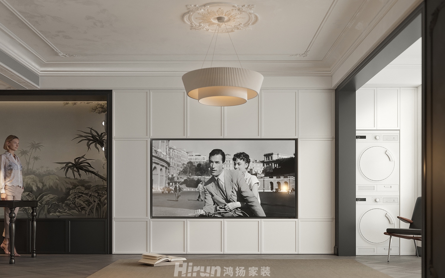 城發(fā)恒偉洋湖映100㎡輕歐簡美三居室 裝修案例效果圖-2