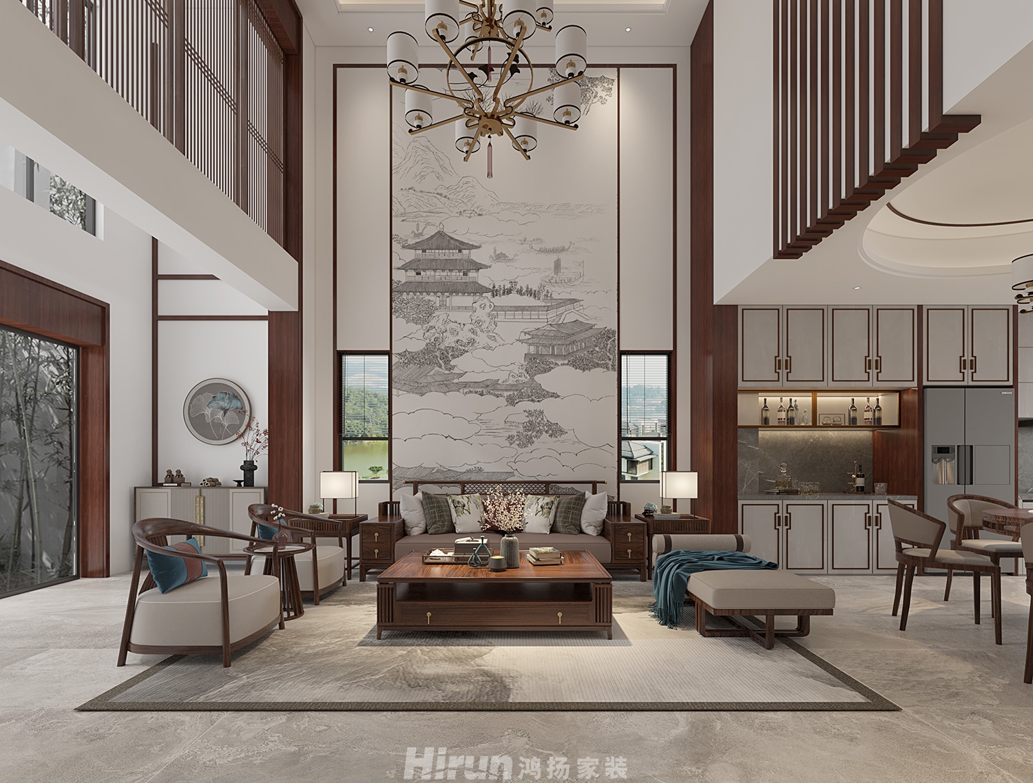 夢(mèng)想麓隱桐溪310㎡復(fù)合寫意疊墅 裝修案例效果圖-12