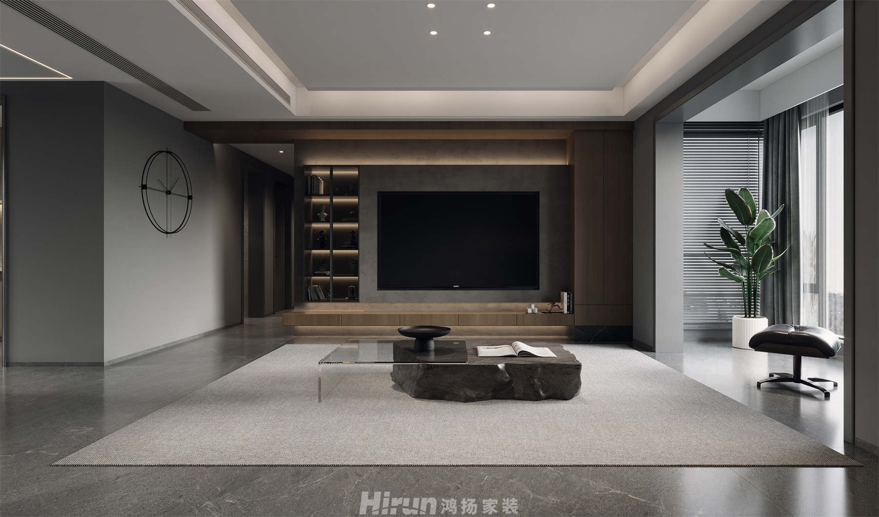城際空間站（精裝房改造）160㎡雅致現(xiàn)代四居室 裝修案例效果圖-1
