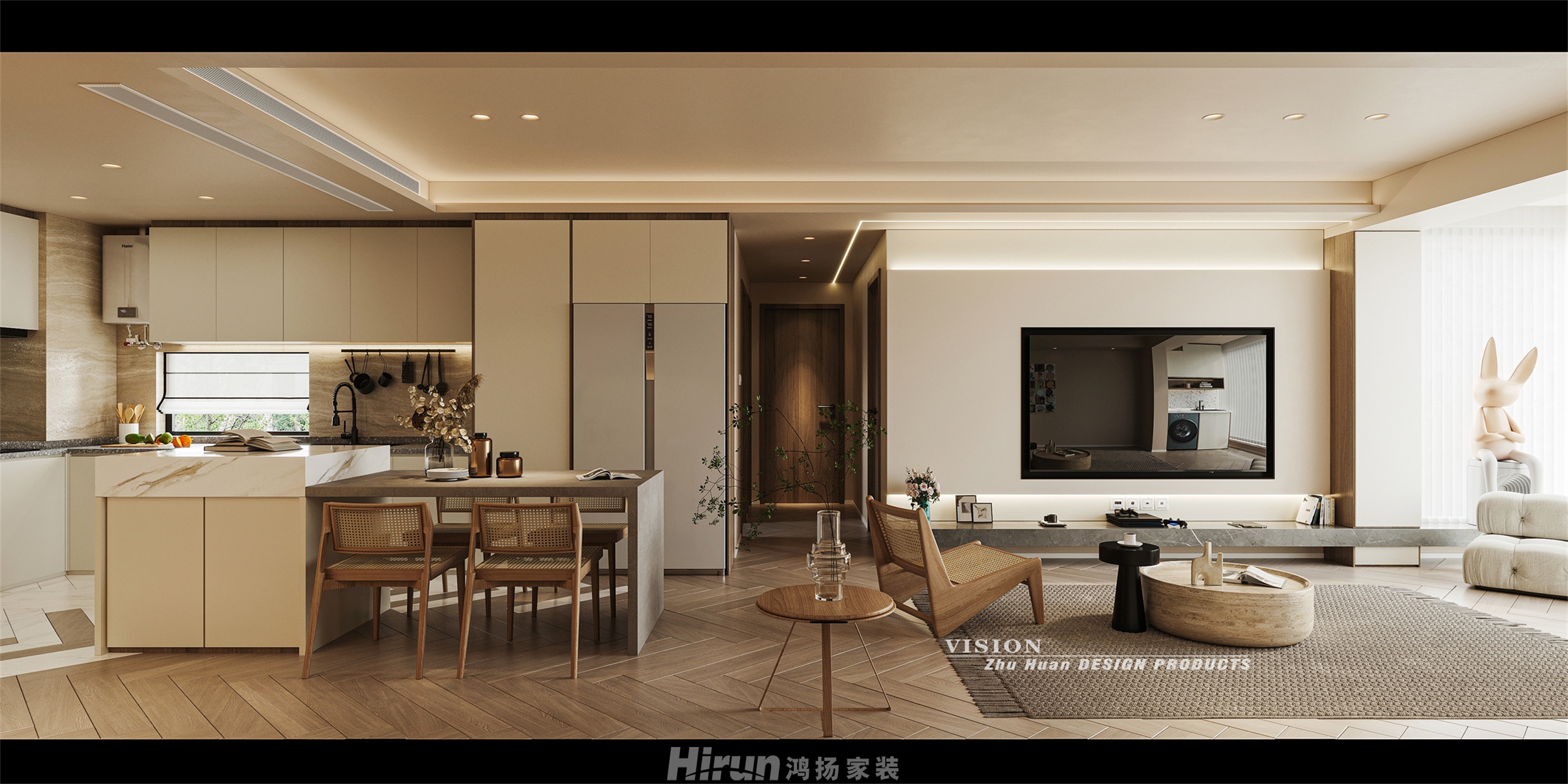 保利中環(huán)廣場110㎡北歐之光三居室 裝修案例效果圖-2