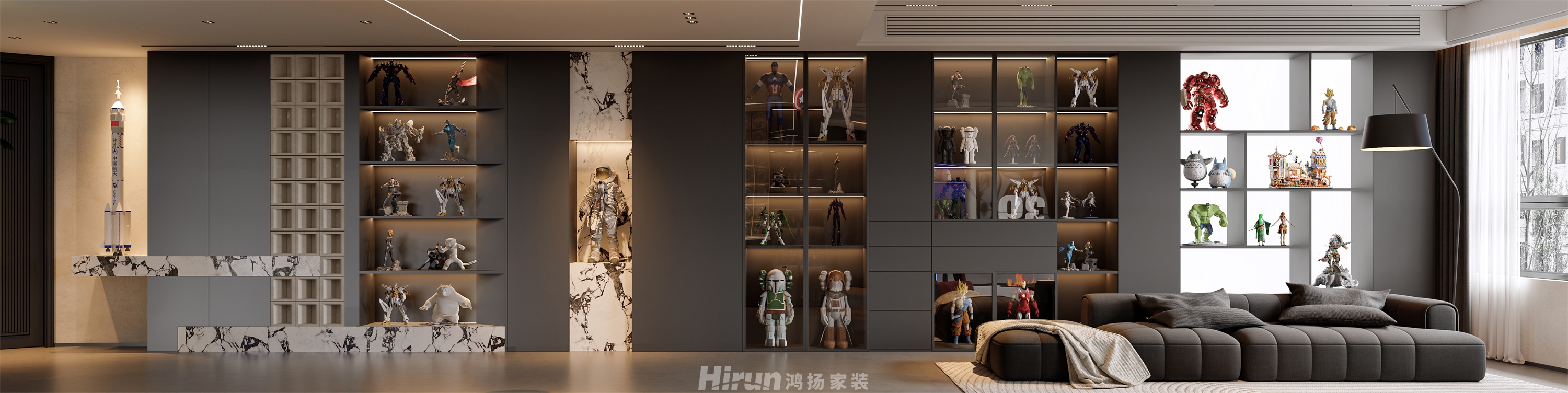 潮宗御苑120㎡雅致現(xiàn)代二居室 裝修案例效果圖-1