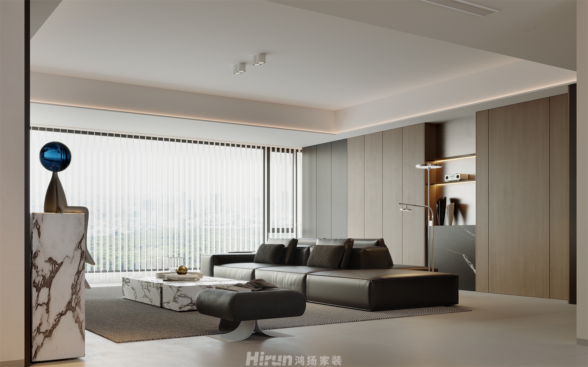 鈺山湖190㎡雅致現(xiàn)代大平層 裝修案例效果圖-1