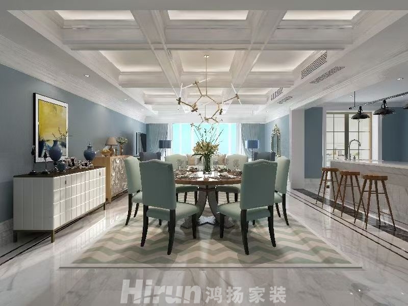 金茂梅溪湖600㎡輕歐簡(jiǎn)美別墅 裝修案例效果圖-1