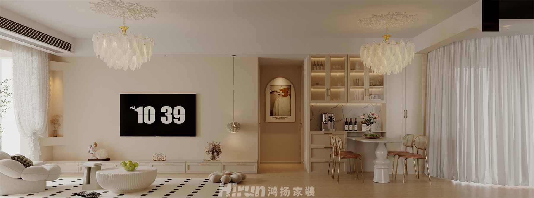 華銀天際126㎡優(yōu)雅繽紛三居室 裝修案例效果圖-1