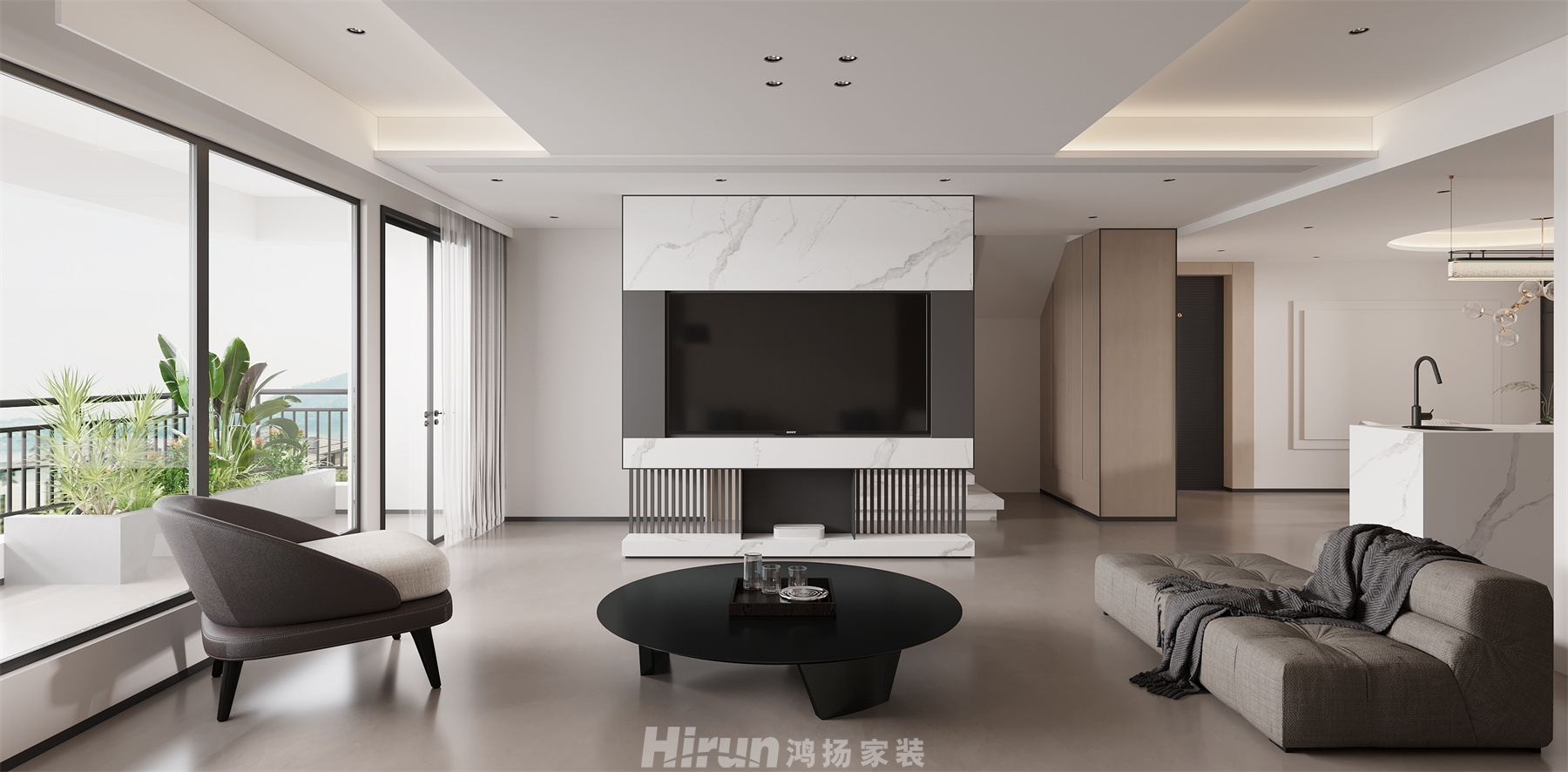 瀧悅長安300㎡雅致現(xiàn)代復(fù)式 裝修案例效果圖-2
