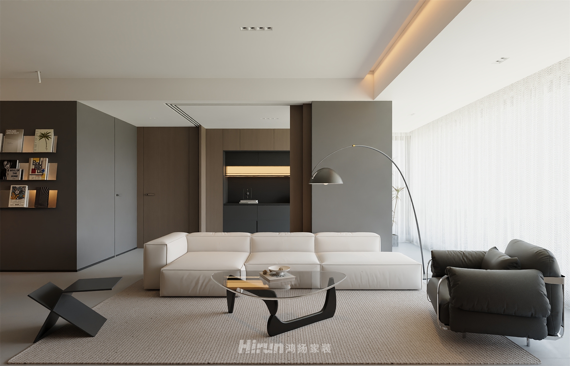 長(zhǎng)沙北中心保利時(shí)代90㎡雅致現(xiàn)代三居室 裝修案例效果圖-2