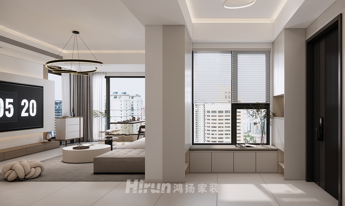 神農(nóng)灣130㎡雅致現(xiàn)代三居室 裝修案例效果圖-6