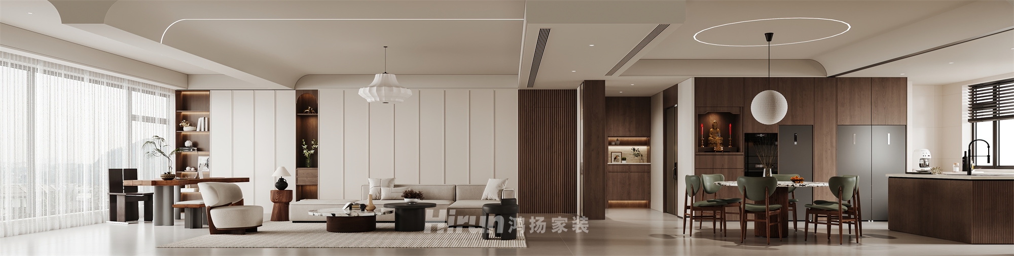 建發(fā)央著270㎡復古風潮五居室 裝修案例效果圖-1
