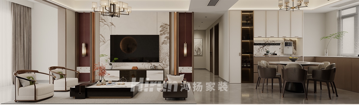 鈺瓏灣260㎡復(fù)合寫意復(fù)式 裝修案例效果圖-2