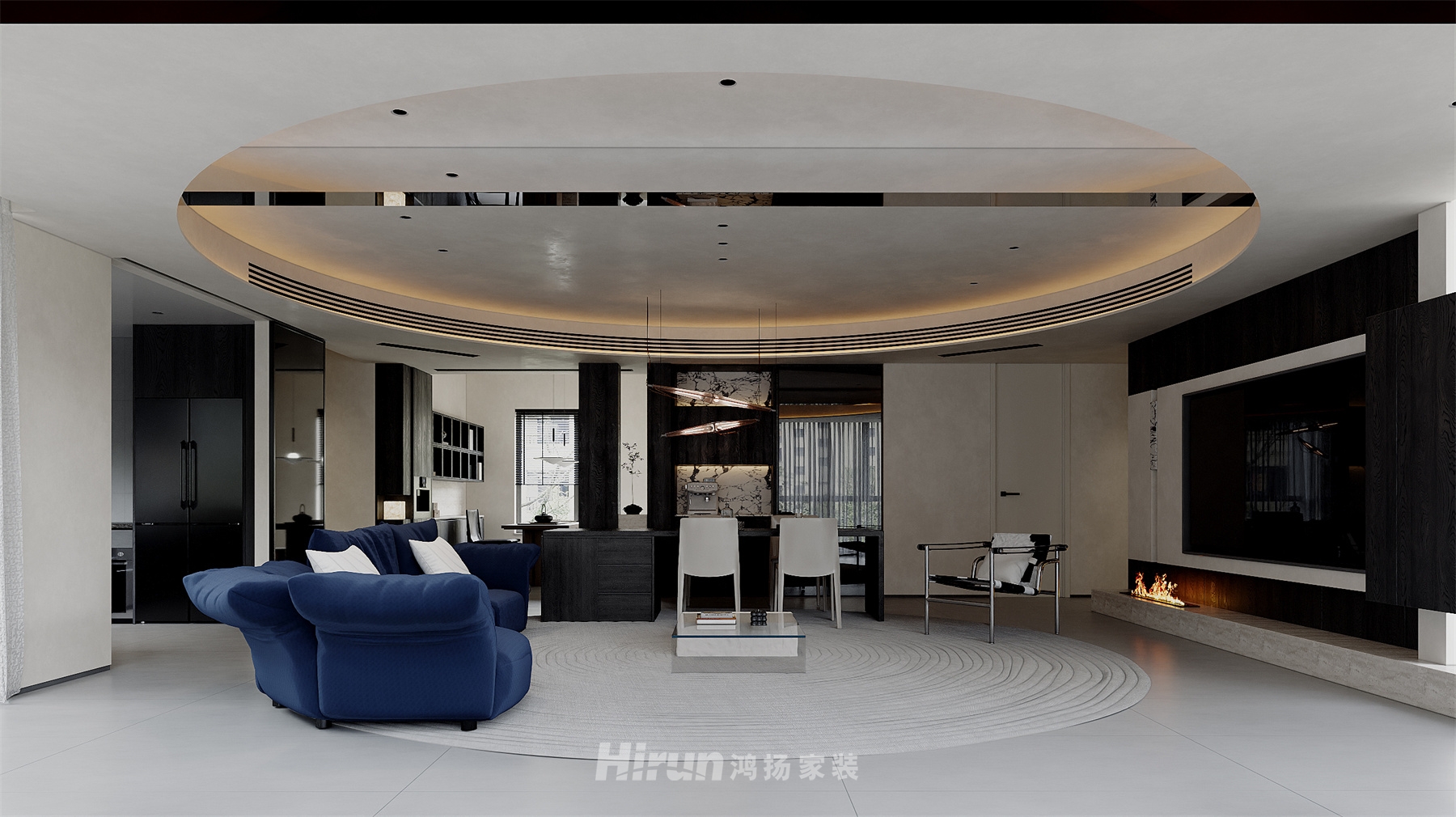 大漢華龍府158㎡新裝飾主義五居室 裝修案例效果圖-1