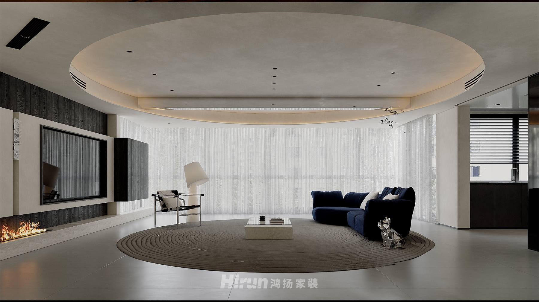 大漢華龍府158㎡新裝飾主義五居室 裝修案例效果圖-2