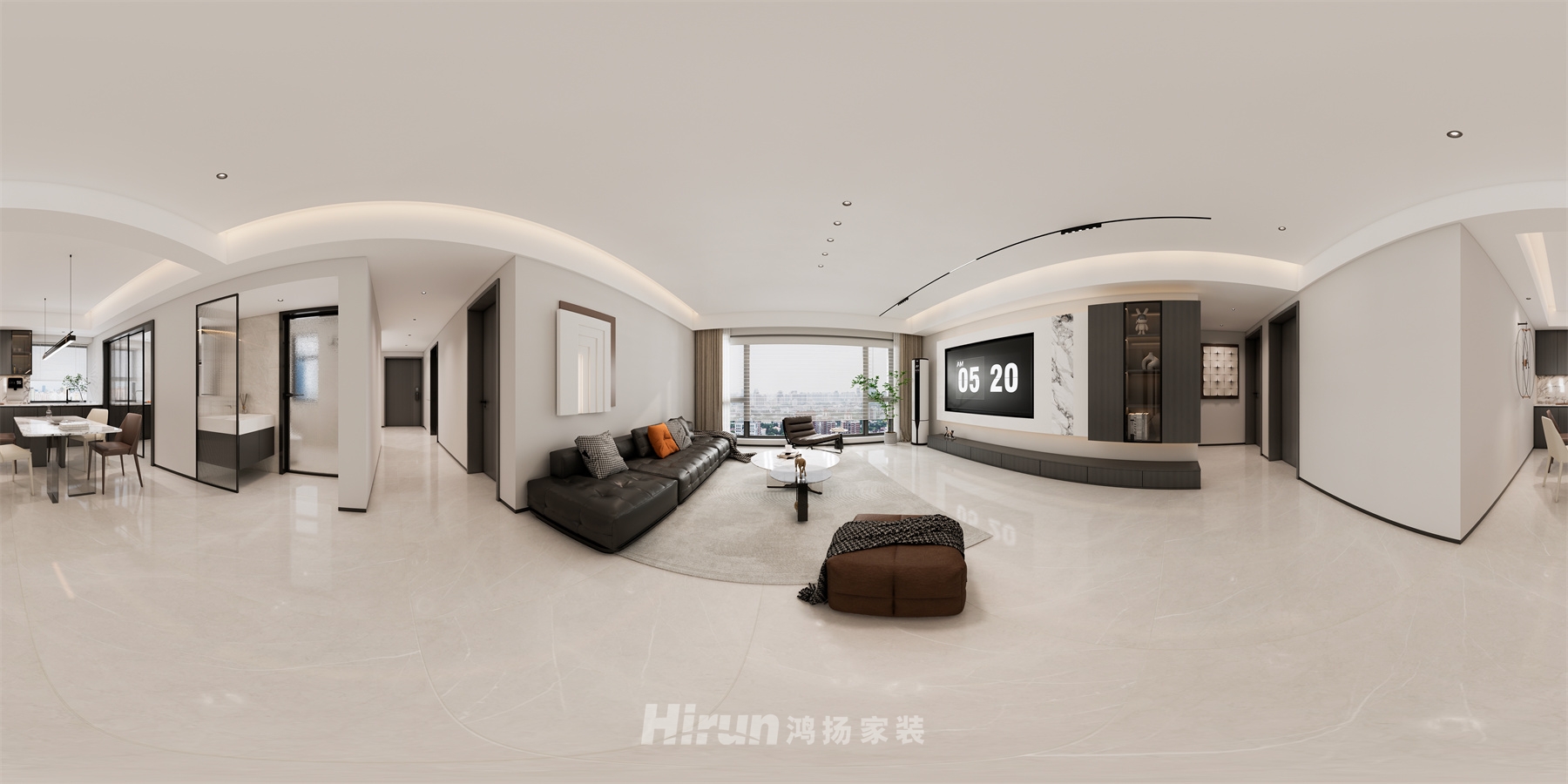 華晨國際132㎡雅致現(xiàn)代三居室 裝修案例效果圖-1