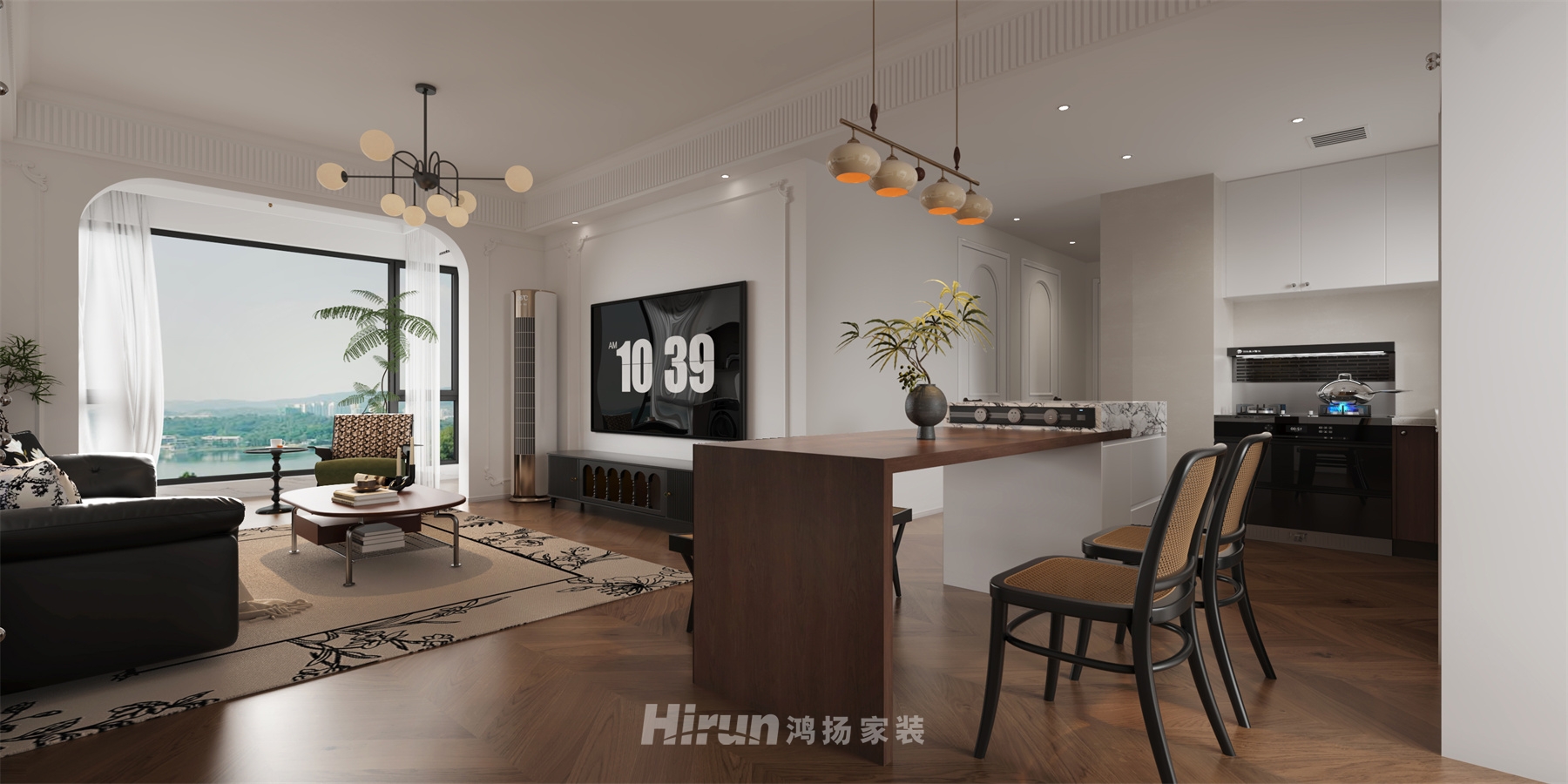 建發(fā)央著115㎡復(fù)古風(fēng)潮三居室 裝修案例效果圖-1