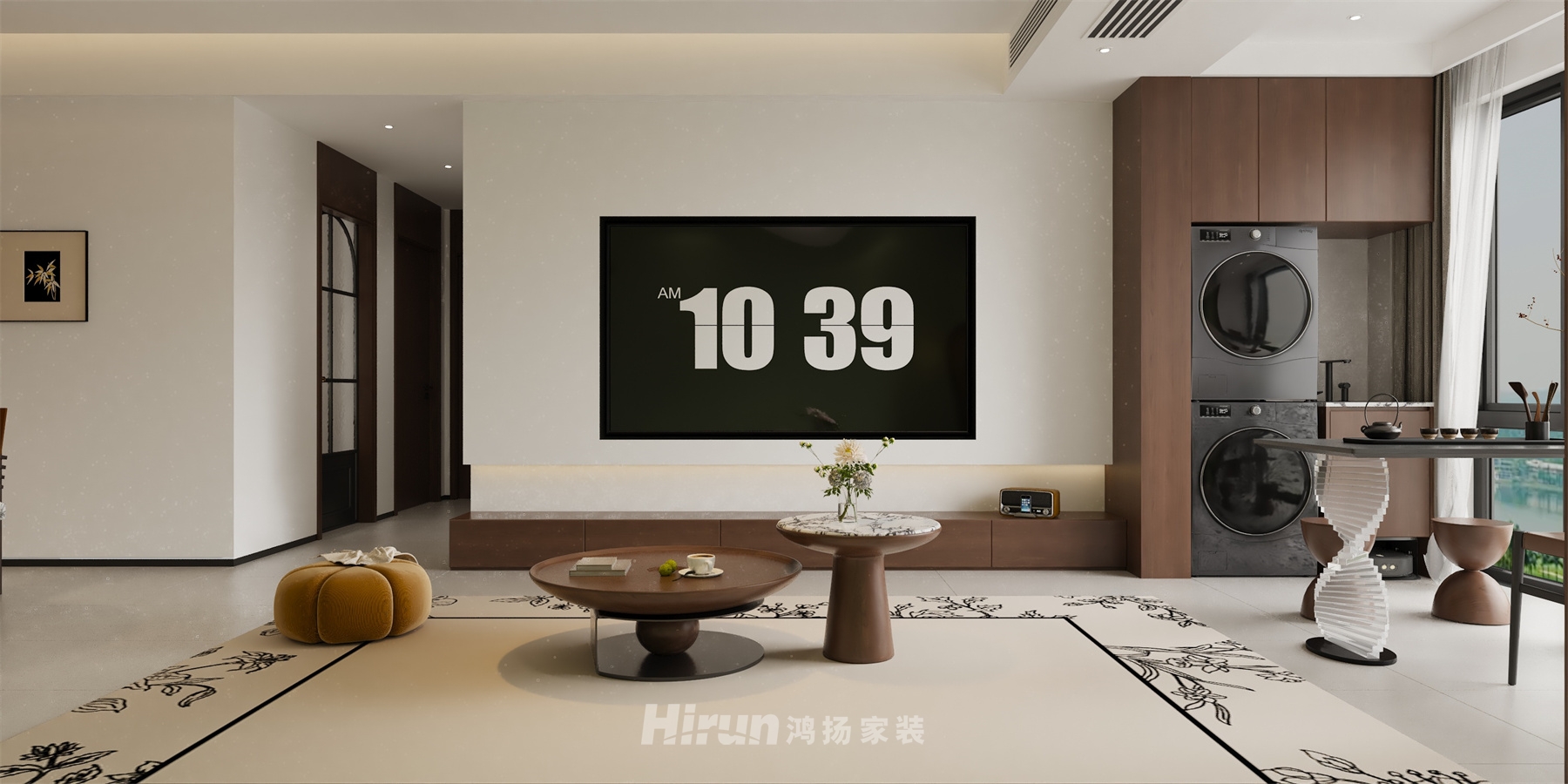 山水洲城130㎡復(fù)古風(fēng)潮三居室 裝修案例效果圖-6