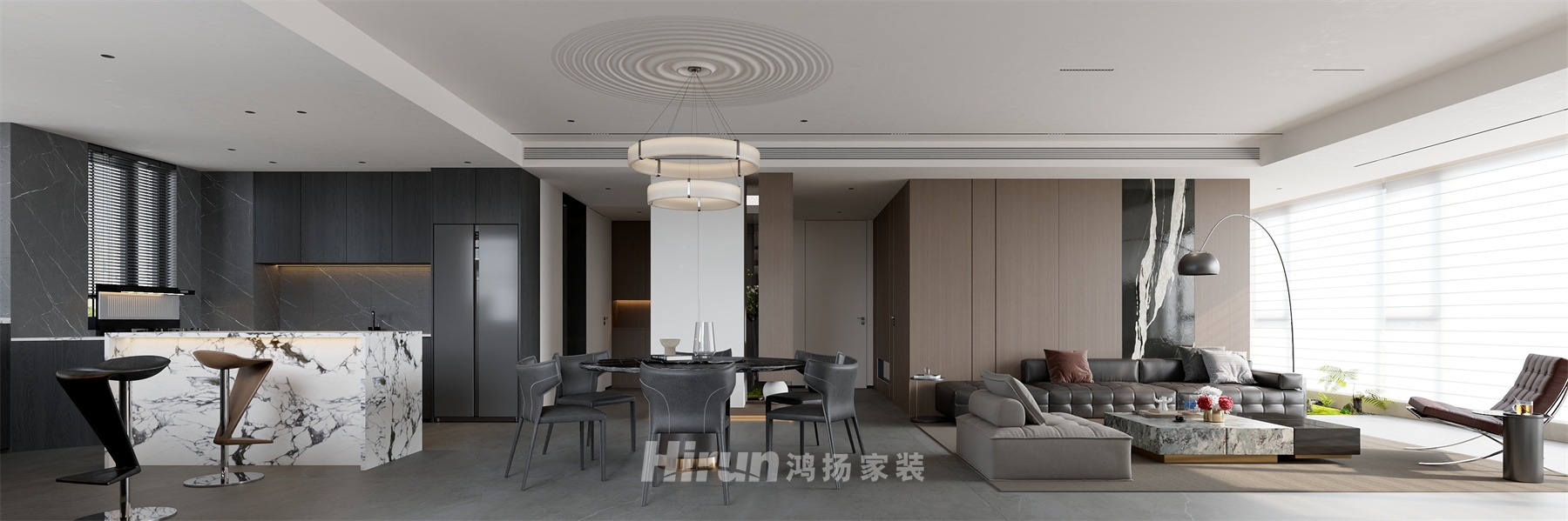 金茂云府176㎡雅致現(xiàn)代四居室 裝修案例效果圖-2