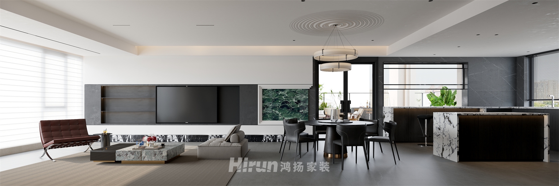 金茂云府176㎡雅致現(xiàn)代四居室 裝修案例效果圖-1