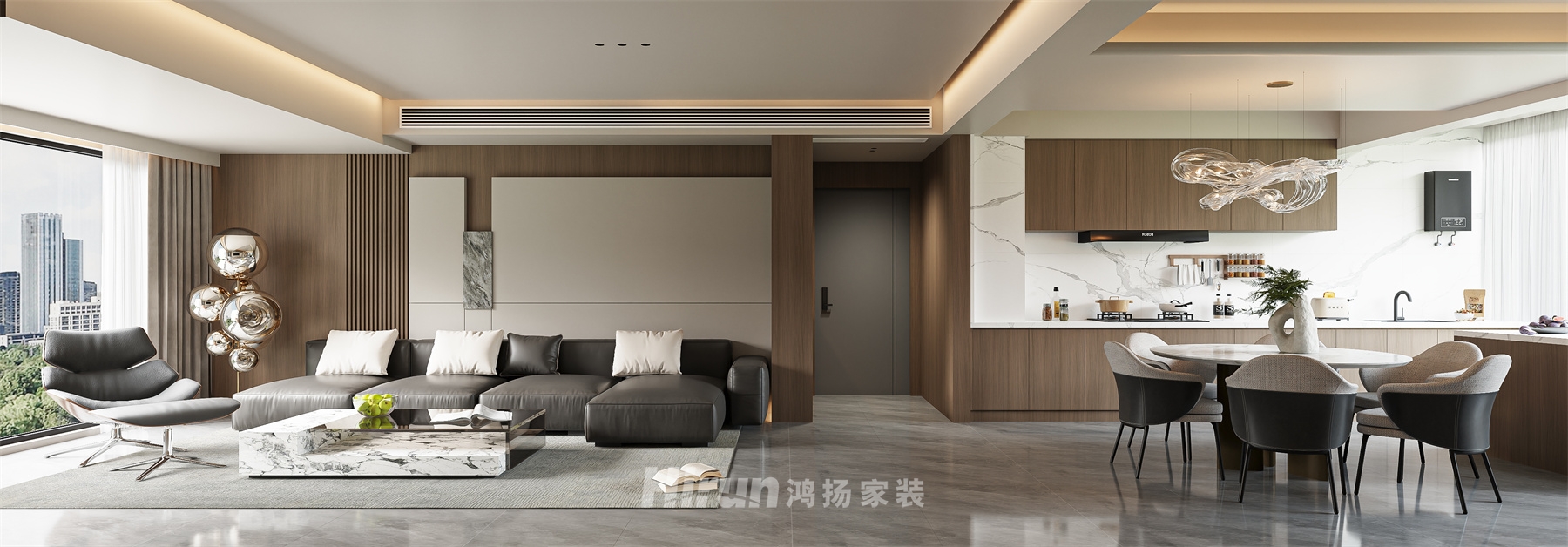 紅雅嘉悅府170㎡雅致現(xiàn)代三居室 裝修案例效果圖-4