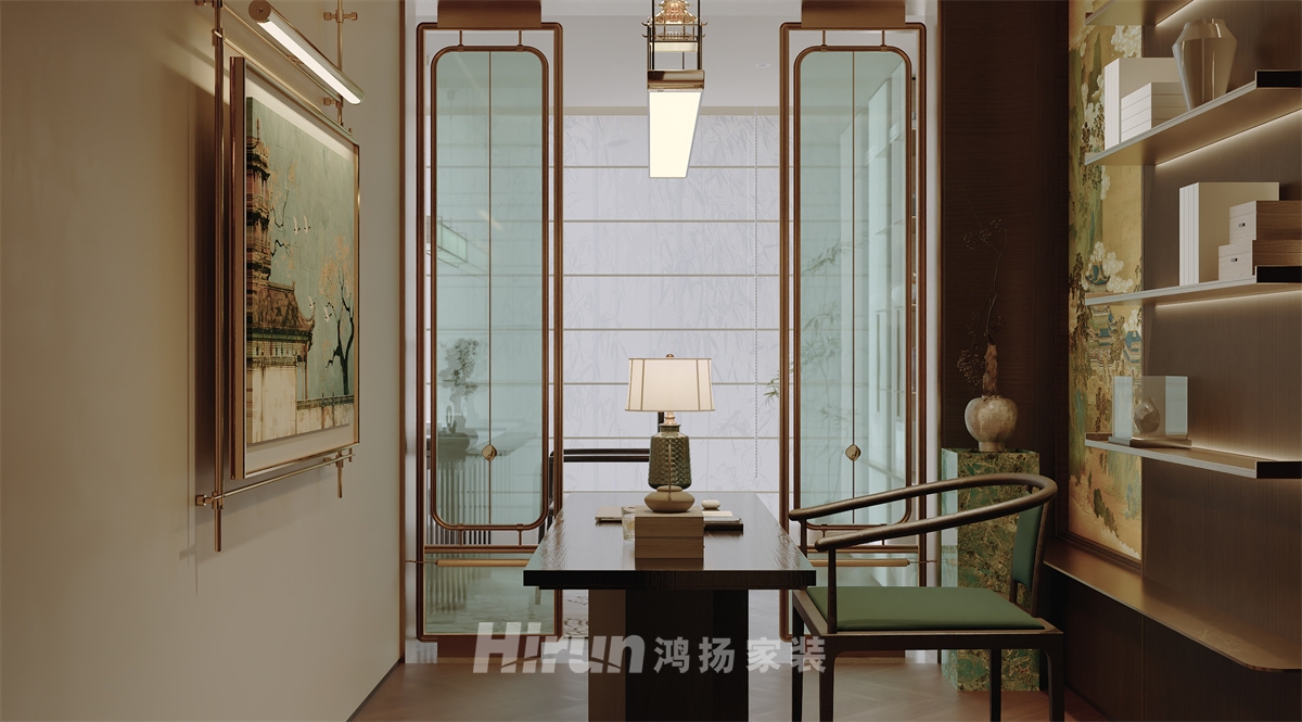 建發(fā)縵云200㎡意境東方五居室 裝修案例效果圖-1