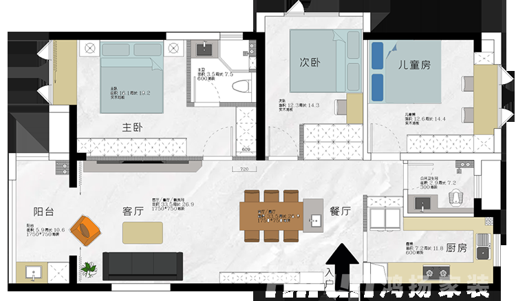 2022年房子怎么裝修好看，鴻揚家裝三居室“雅致灰調(diào)”裝修案例分享